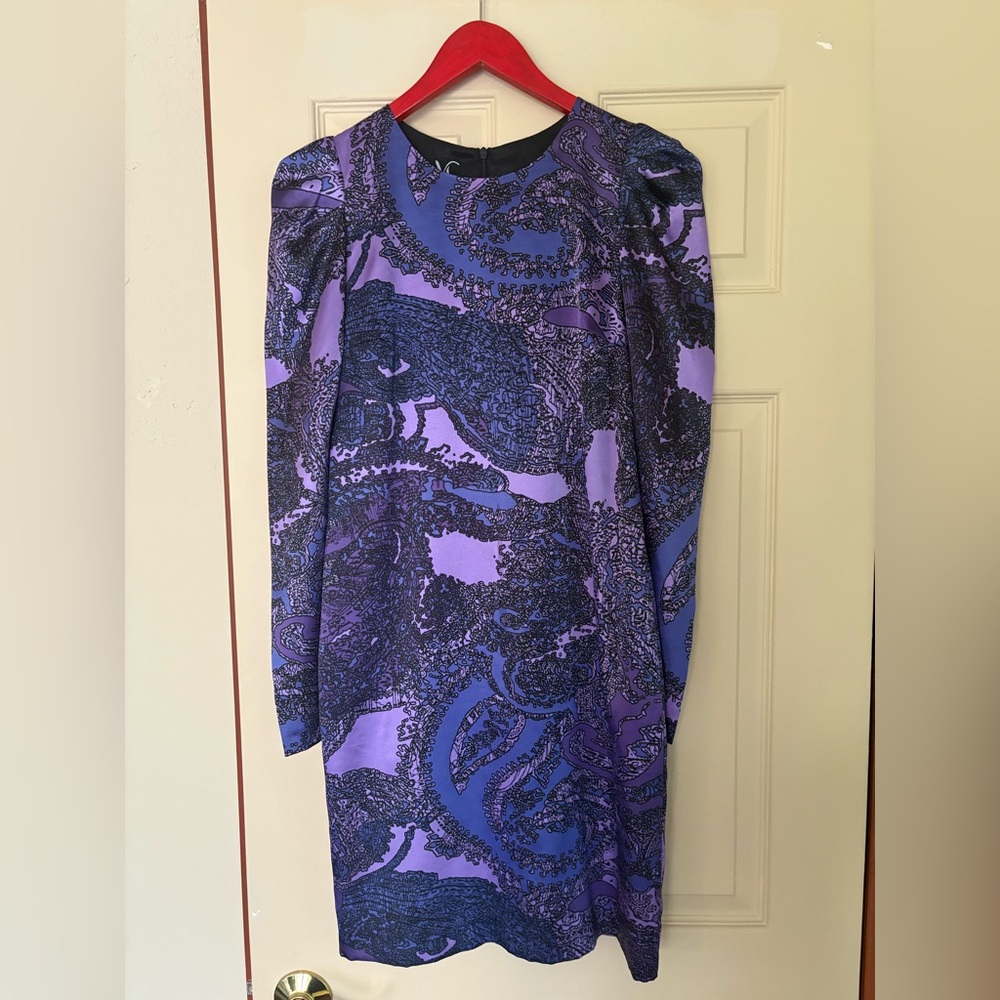 Victoria Royal Ltd Purple and Black Long Sleeve Dress